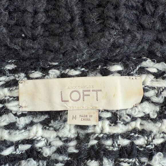LOFT Black and White Open Front Cardigan | Medium - Picture 4 of 5